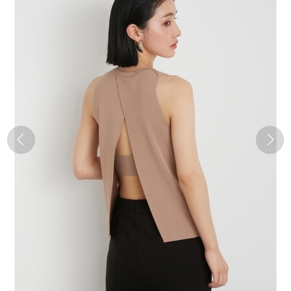 Lily Brown Japanese minimalist open back Tank Top